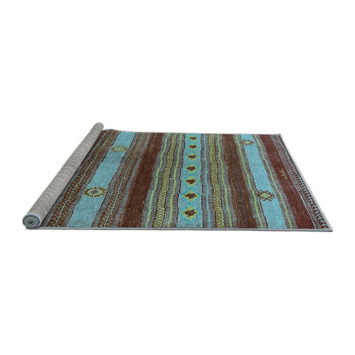 Sideview of Machine Washable Oriental Light Blue Industrial Rug, wshurb740lblu