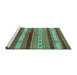 Sideview of Machine Washable Oriental Turquoise Industrial Area Rugs, wshurb740turq