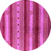 Round Machine Washable Oriental Pink Industrial Rug, wshurb740pnk