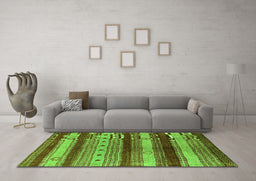 Machine Washable Oriental Green Industrial Area Rugs in a Living Room,, wshurb740grn