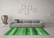 Machine Washable Oriental Emerald Green Industrial Area Rugs in a Living Room,, wshurb740emgrn