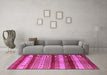 Machine Washable Oriental Pink Industrial Rug in a Living Room, wshurb740pnk