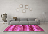 Machine Washable Oriental Pink Industrial Rug, wshurb740pnk