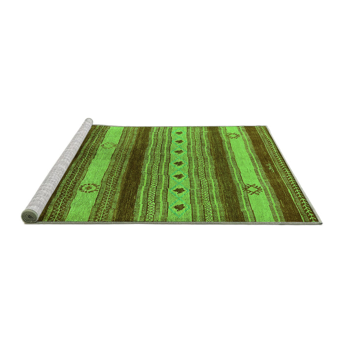 Sideview of Machine Washable Oriental Green Industrial Area Rugs, wshurb740grn