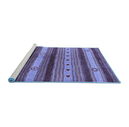 Sideview of Machine Washable Oriental Blue Industrial Rug, wshurb740blu