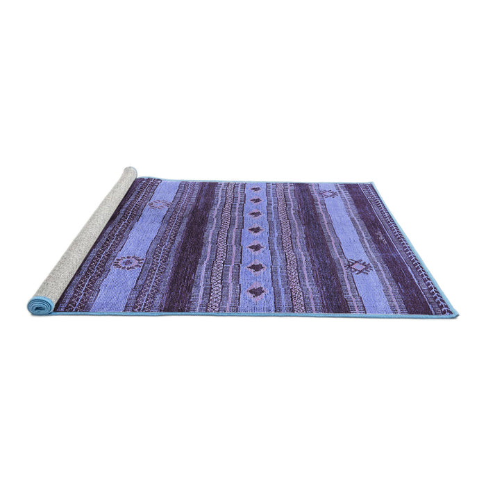 Sideview of Machine Washable Oriental Blue Industrial Rug, wshurb740blu