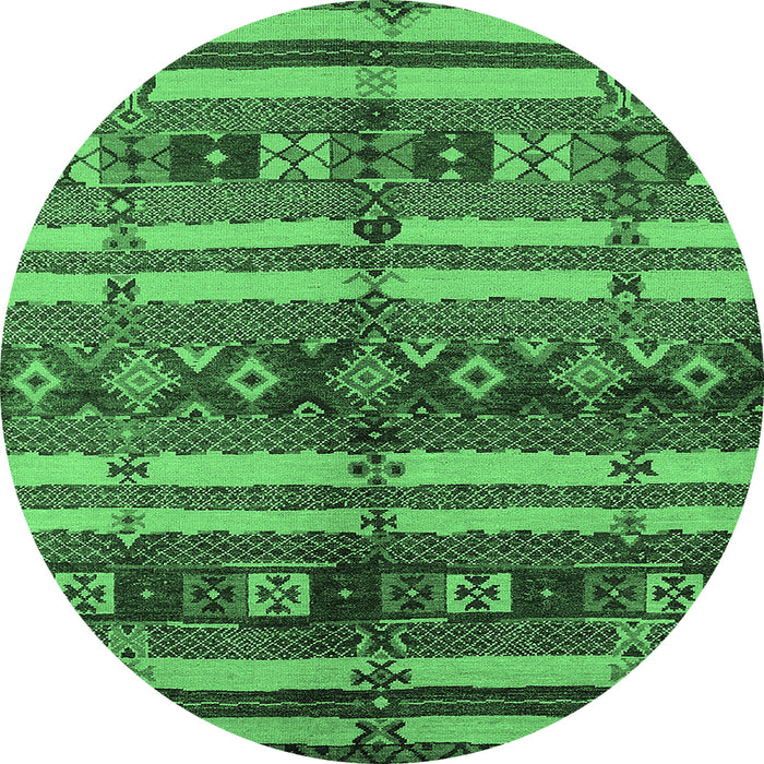 Round Oriental Emerald Green Industrial Rug, urb741emgrn