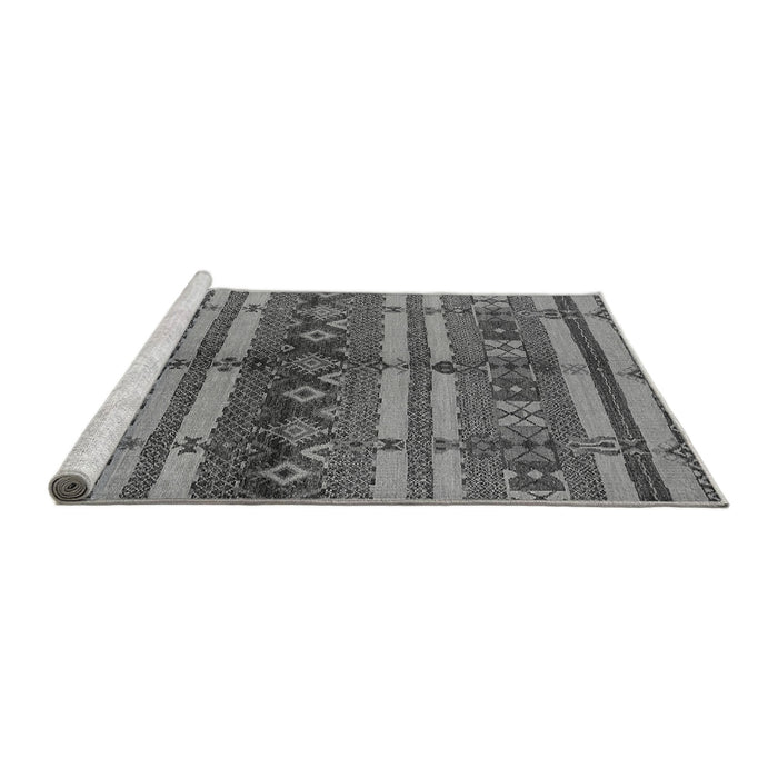 Sideview of Machine Washable Oriental Gray Industrial Rug, wshurb741gry