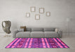 Machine Washable Oriental Pink Industrial Rug in a Living Room, wshurb741pnk