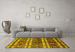 Machine Washable Oriental Yellow Industrial Rug in a Living Room, wshurb741yw