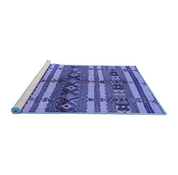 Sideview of Machine Washable Oriental Blue Industrial Rug, wshurb741blu