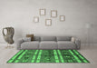 Machine Washable Oriental Emerald Green Industrial Area Rugs in a Living Room,, wshurb741emgrn