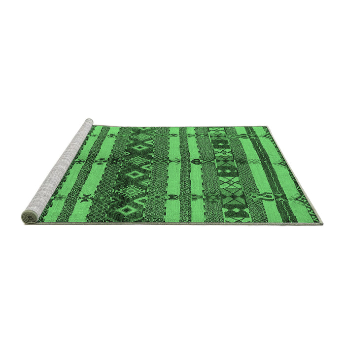 Sideview of Machine Washable Oriental Emerald Green Industrial Area Rugs, wshurb741emgrn