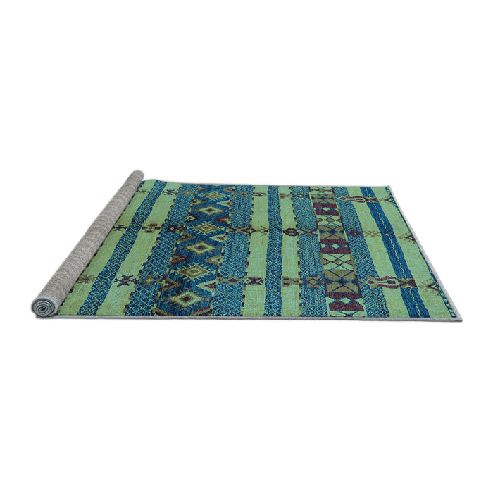 Sideview of Machine Washable Oriental Light Blue Industrial Rug, wshurb741lblu