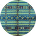 Round Oriental Light Blue Industrial Rug, urb741lblu