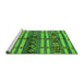 Sideview of Machine Washable Oriental Green Industrial Area Rugs, wshurb741grn