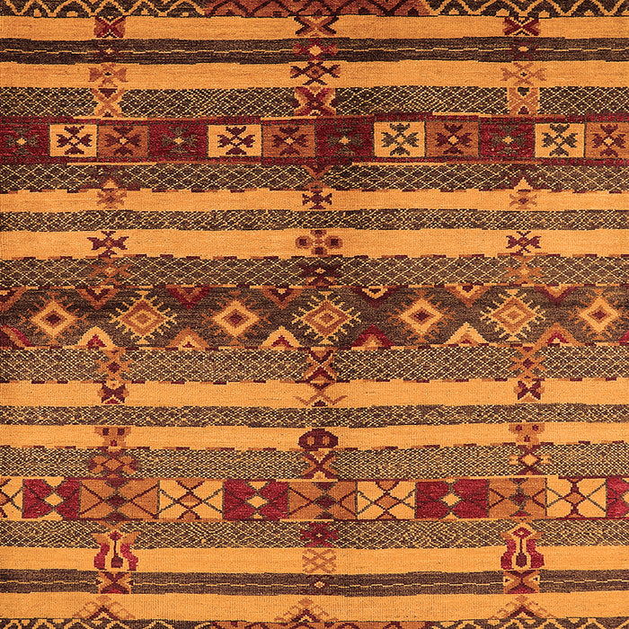 Square Machine Washable Oriental Orange Industrial Area Rugs, wshurb741org