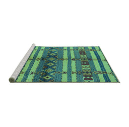 Sideview of Machine Washable Oriental Turquoise Industrial Area Rugs, wshurb741turq