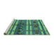 Sideview of Machine Washable Oriental Turquoise Industrial Area Rugs, wshurb741turq