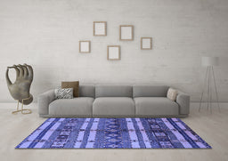 Machine Washable Oriental Blue Industrial Rug in a Living Room, wshurb741blu