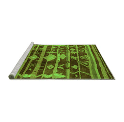 Sideview of Machine Washable Oriental Green Industrial Area Rugs, wshurb742grn