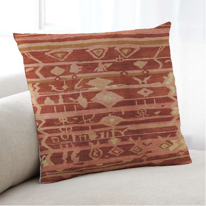Lifestyle Image of Mid-Century Modern Urban Square Red Throw Pillow, 18 inch by 18 inch, pwurb742