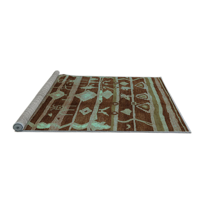 Sideview of Machine Washable Oriental Light Blue Industrial Rug, wshurb742lblu