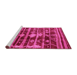 Sideview of Machine Washable Oriental Pink Industrial Rug, wshurb742pnk