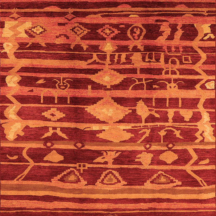 Square Oriental Orange Industrial Rug, urb742org