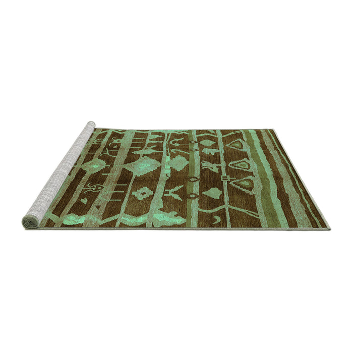 Sideview of Machine Washable Oriental Turquoise Industrial Area Rugs, wshurb742turq