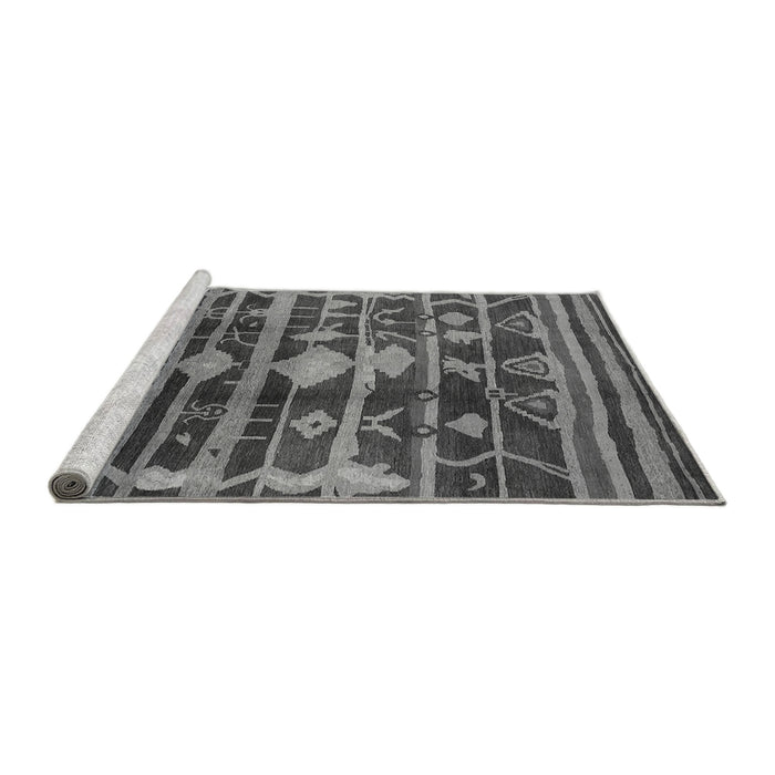 Sideview of Machine Washable Oriental Gray Industrial Rug, wshurb742gry