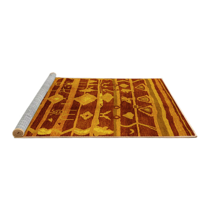 Sideview of Machine Washable Oriental Yellow Industrial Rug, wshurb742yw