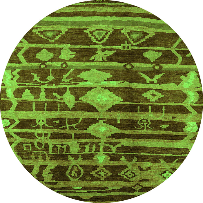 Round Oriental Green Industrial Rug, urb742grn