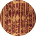 Round Oriental Brown Industrial Rug, urb742brn