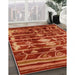 Mid-Century Modern Red Oriental Rug in Family Room, urb742