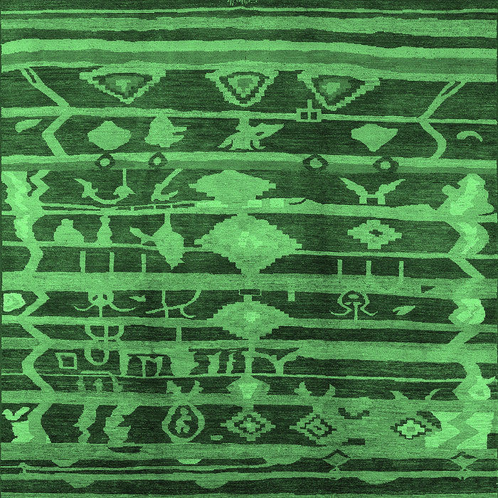 Square Oriental Emerald Green Industrial Rug, urb742emgrn