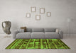 Machine Washable Oriental Green Industrial Area Rugs in a Living Room,, wshurb742grn