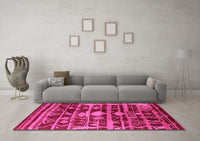 Machine Washable Oriental Pink Industrial Rug, wshurb742pnk