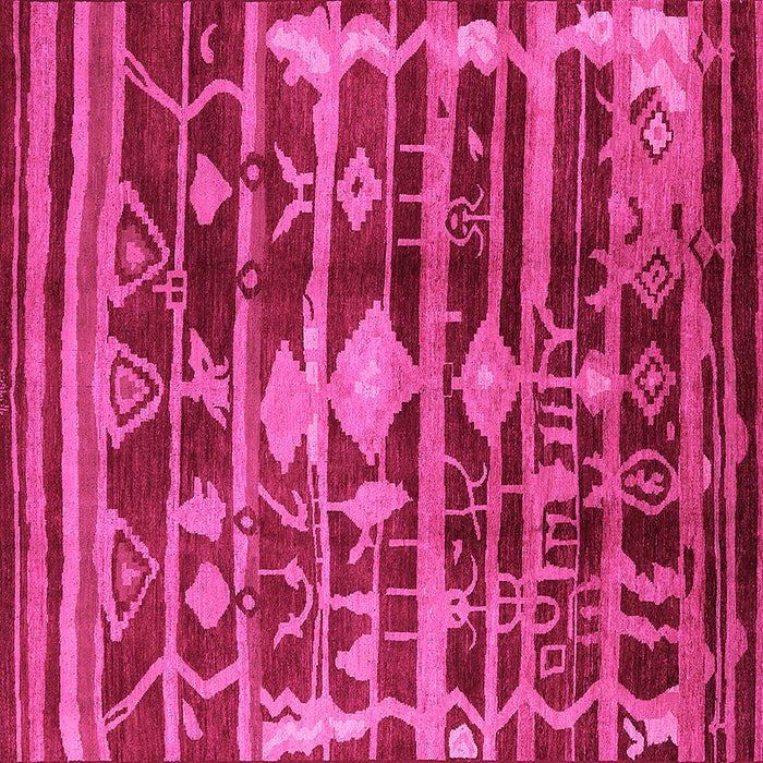 Square Machine Washable Oriental Pink Industrial Rug, wshurb742pnk