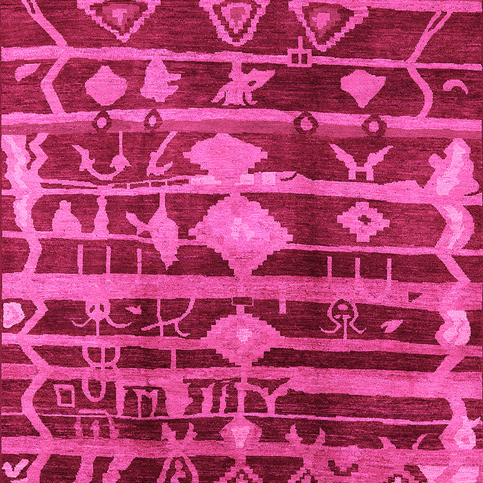Machine Washable Oriental Pink Industrial Rug, wshurb742pnk