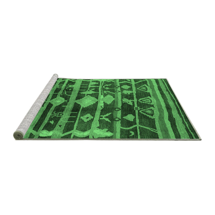 Sideview of Machine Washable Oriental Emerald Green Industrial Area Rugs, wshurb742emgrn