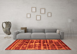 Machine Washable Oriental Orange Industrial Area Rugs in a Living Room, wshurb742org