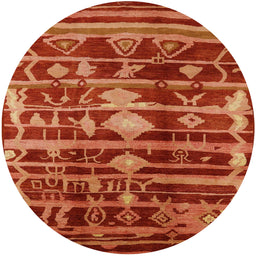 Round Machine Washable Industrial Modern Red Rug, wshurb742