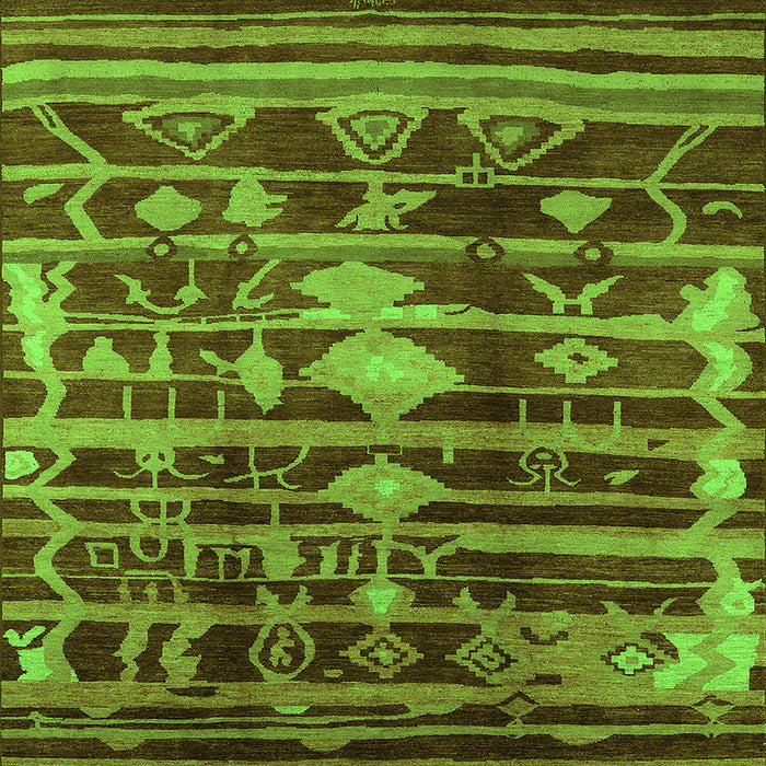 Square Oriental Green Industrial Rug, urb742grn