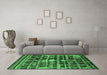 Machine Washable Oriental Emerald Green Industrial Area Rugs in a Living Room,, wshurb742emgrn