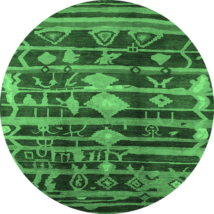 Round Oriental Emerald Green Industrial Rug, urb742emgrn