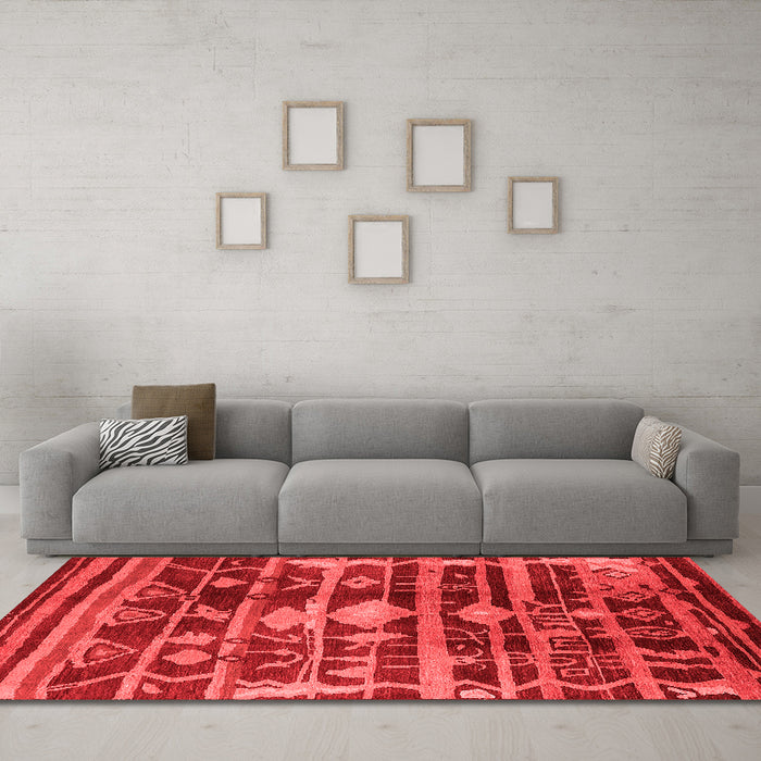 Industrial Red Washable Rugs