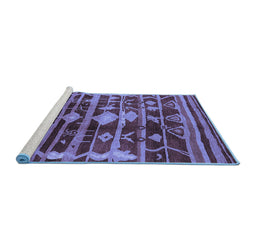 Sideview of Machine Washable Oriental Blue Industrial Rug, wshurb742blu