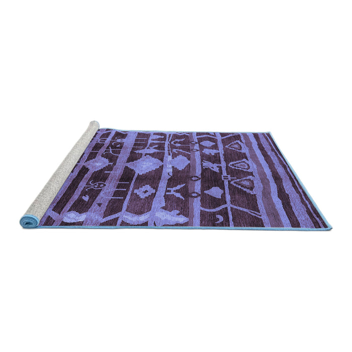 Sideview of Machine Washable Oriental Blue Industrial Rug, wshurb742blu