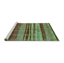 Sideview of Machine Washable Oriental Turquoise Industrial Area Rugs, wshurb743turq